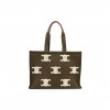 CELINE CANVAS CALFSKIN EMBROIDERED TRIOMPHE LARGE CABAS THAIS KHAKI TAN (41*29*17cm) CELINE CANVAS CALFSKIN EMBROIDERED TRIOMPHE LARGE CABAS THAIS KHAKI TAN (41*29*17cm)