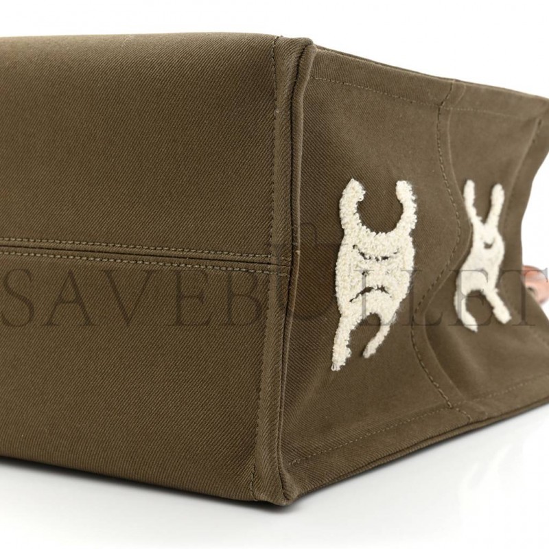 CELINE CANVAS CALFSKIN EMBROIDERED TRIOMPHE LARGE CABAS THAIS KHAKI TAN (41*29*17cm) CELINE CANVAS CALFSKIN EMBROIDERED TRIOMPHE LARGE CABAS THAIS KHAKI TAN (41*29*17cm)