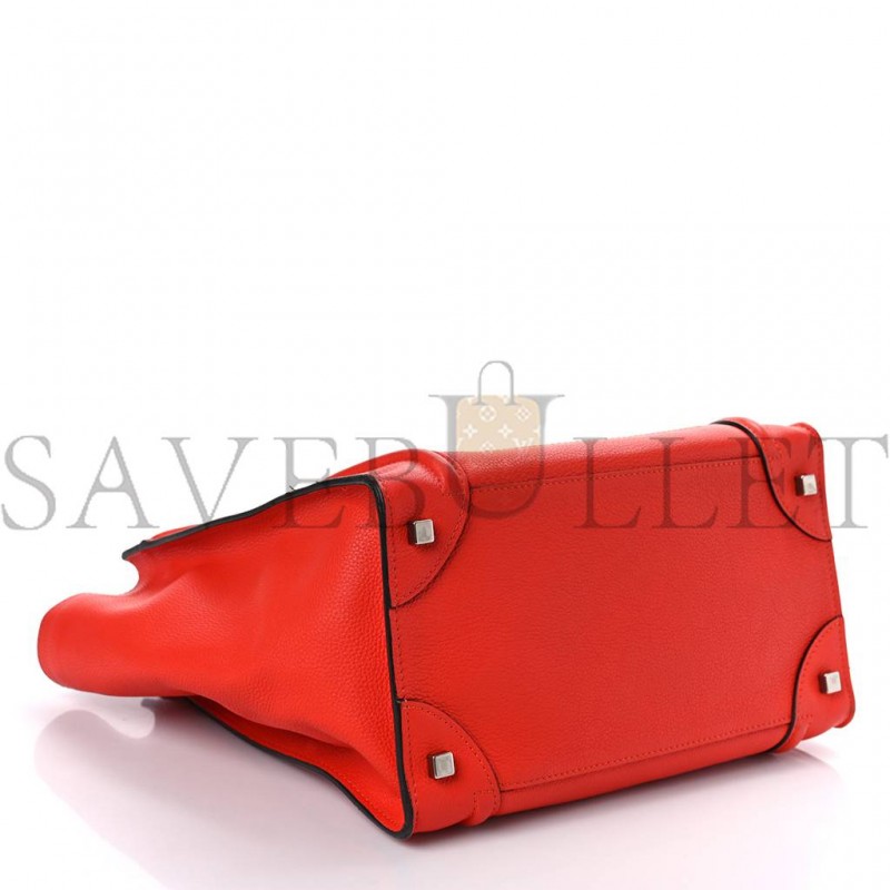 CELINE DRUMMED CALFSKIN MINI LUGGAGE VERMILLION (30*30*18cm) CELINE DRUMMED CALFSKIN MINI LUGGAGE VERMILLION (30*30*18cm)