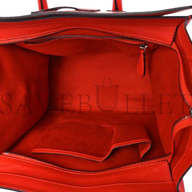 CELINE DRUMMED CALFSKIN MINI LUGGAGE VERMILLION (30*30*18cm) CELINE DRUMMED CALFSKIN MINI LUGGAGE VERMILLION (30*30*18cm)