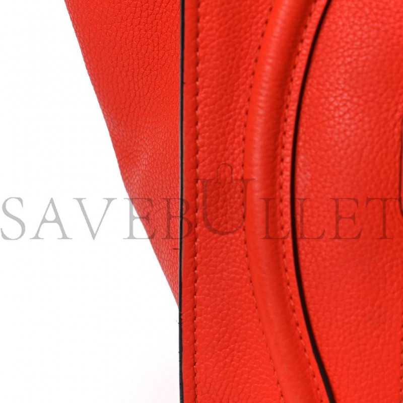 CELINE DRUMMED CALFSKIN MINI LUGGAGE VERMILLION (30*30*18cm) CELINE DRUMMED CALFSKIN MINI LUGGAGE VERMILLION (30*30*18cm)