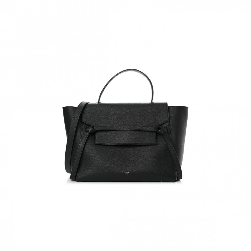 CELINE GRAINED CALFSKIN MINI BELT BAG BLACK (28*24*16cm)