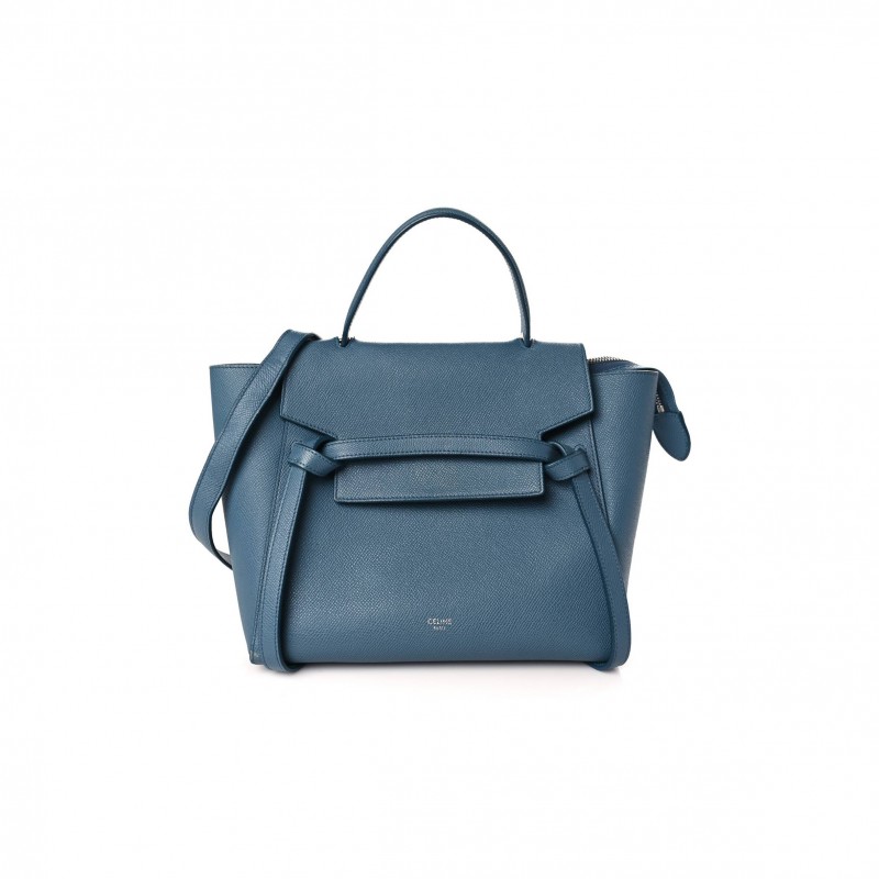 CELINE GRAINED CALFSKIN MINI BELT BAG SLATE BLUE (23*22*15cm)