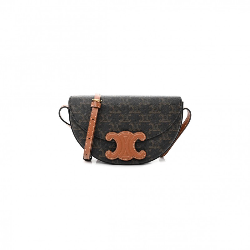 CELINE CALFSKIN TRIOMPHE CANVAS BESACE TAN (22*14*6cm) CELINE CALFSKIN TRIOMPHE CANVAS BESACE TAN (22*14*6cm)