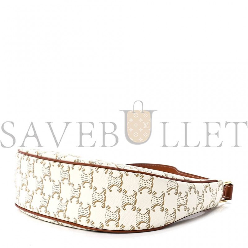 CELINE CANVAS CALFSKIN AVA TRIOMPHE SHOULDER BAG WHITE (20*17*6cm)