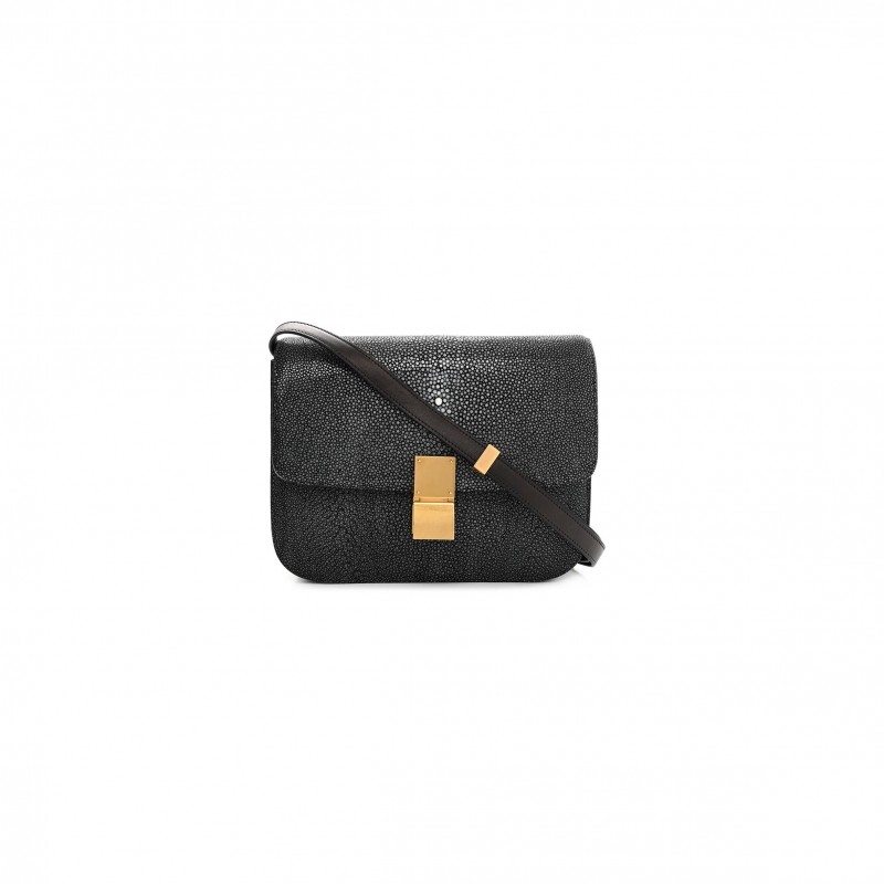 CELINE STINGRAY MEDIUM CLASSIC BOX FLAP BAG BLACK (23*18*8cm)