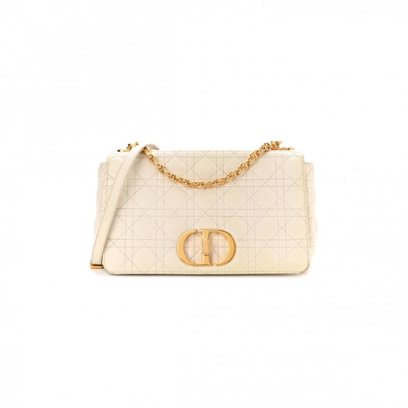 DIOR GRAINED CALFSKIN CANNAGE LARGE CARO BAG LATTE (29*17*8.9cm)