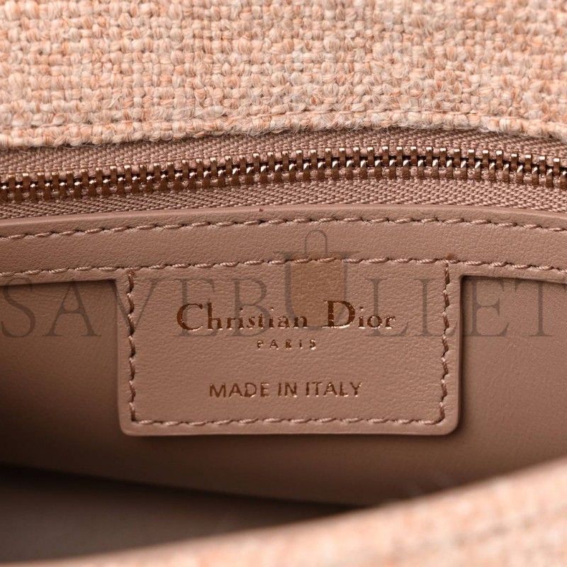 DIOR LINEN MACROCANNAGE SMALL CARO BAG ROSE (19*12*7.6cm)