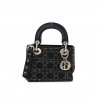 DIOR SATIN CRYSTAL CANNAGE MINI LADY DIOR NAVY (17*14*7.6cm)