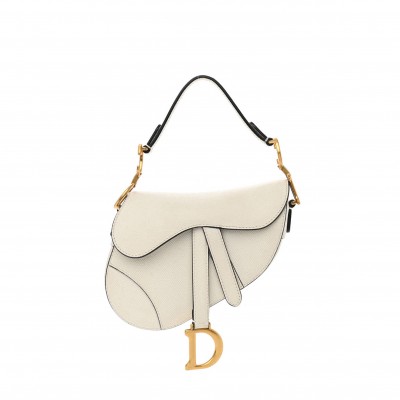 DIOR GRAINED CALFSKIN MINI SADDLE BAG WHITE (17*17*3.8cm)