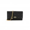 DIOR SUPPLE CALFSKIN CANNAGE CARO BELT POUCH WITH CHAIN BLACK (20*12*3.2cm)