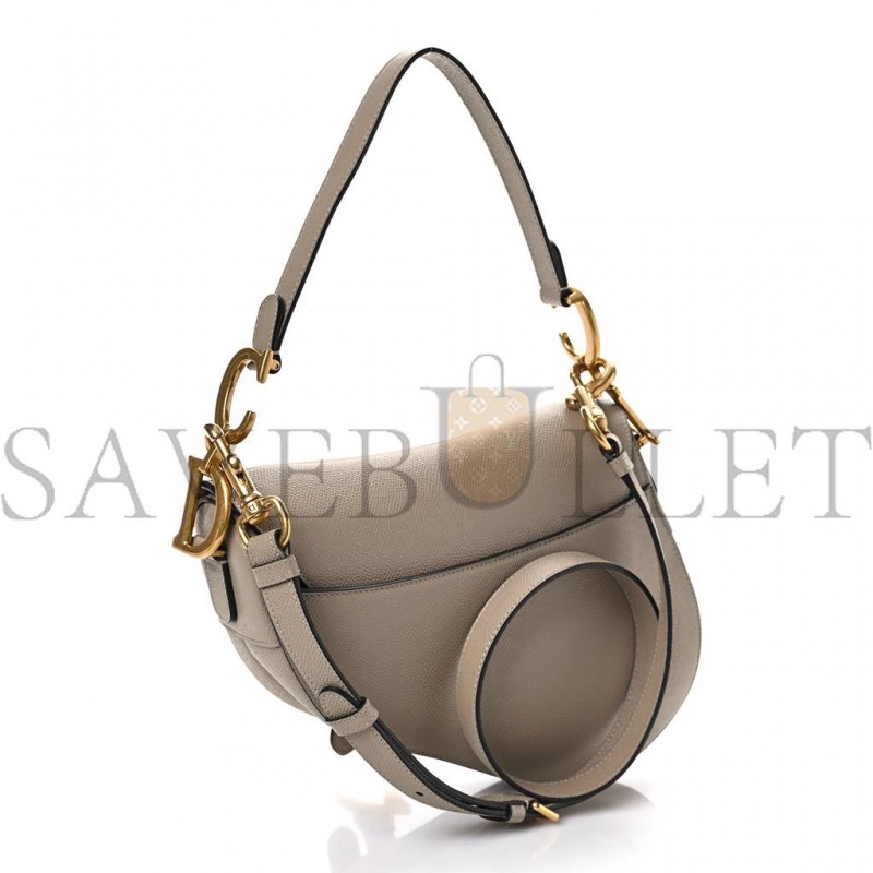 DIOR GRAINED CALFSKIN SADDLE BAG WITH STRAP WARM TAUPE (25*20*7cm) DIOR GRAINED CALFSKIN SADDLE BAG WITH STRAP WARM TAUPE (25*20*7cm)
