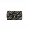 DIOR OBLIQUE MEDIUM DIORDOUBLE CHAIN BAG BLUE (28*17*1.9cm)