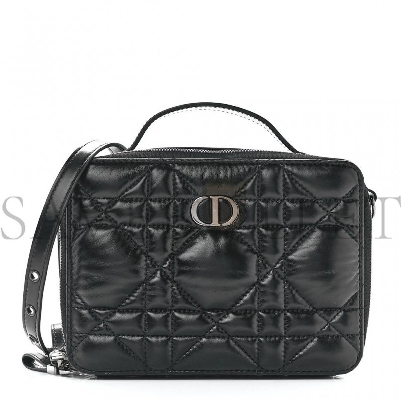 DIOR CALFSKIN MACRO-CANNAGE CARO BOX BAG BLACK (20*11*5.1cm)