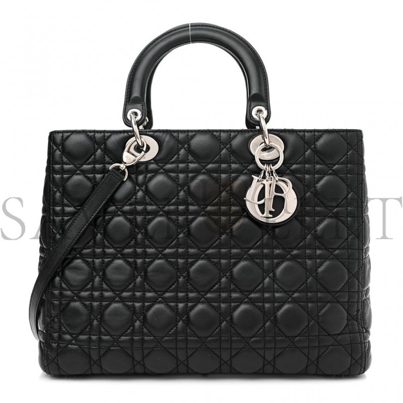 Lambskin Cannage Large Lady Dior Black