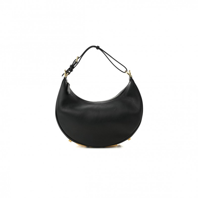 FENDI VITELLO GRACE MATTE SMALL FENDIGRAPHY HOBO BAG BLACK (28*24*9cm)