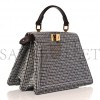 FENDI WOOL FABRIC JACQUARD CUOIO HOUNDSTOOTH FF 1974 PETITE PEEKABOO I SEE U SATCHEL GREY BLACK (20*15*11cm)