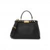 FENDI CALFSKIN STUDDED MEDIUM PEEKABOO ICONIC SATCHEL BLACK (34*24*12cm)