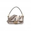 FENDI CANVAS VITELLO SETA FF MULTICOLOR EMBROIDERED BAGUETTE GREZZO MULTICOLOR TORTORA (28*16*6cm) FENDI CANVAS VITELLO SETA FF MULTICOLOR EMBROIDERED BAGUETTE GREZZO MULTICOLOR TORTORA (28*16*6cm)