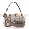 FENDI CANVAS VITELLO SETA FF MULTICOLOR EMBROIDERED BAGUETTE GREZZO MULTICOLOR TORTORA (28*16*6cm) FENDI CANVAS VITELLO SETA FF MULTICOLOR EMBROIDERED BAGUETTE GREZZO MULTICOLOR TORTORA (28*16*6cm)