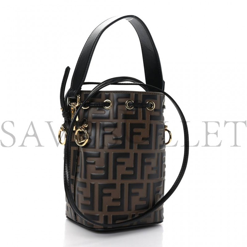 FENDI VITELLO LIBERTY F IS FENDI BI-COLOR FF 1974 EMBOSSED MINI MON TRESOR BUCKET BAG MAYA BLACK (18*11*10cm) FENDI VITELLO LIBERTY F IS FENDI BI-COLOR FF 1974 EMBOSSED MINI MON TRESOR BUCKET BAG MAYA BLACK (18*11*10cm)