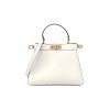 FENDI X VERSACE VITELLO SETA NAPPA FENDACE FF BAROQUE MEDIUM PEEKABOO I SEE U SATCHEL WHITE ICE (27*20*10cm)