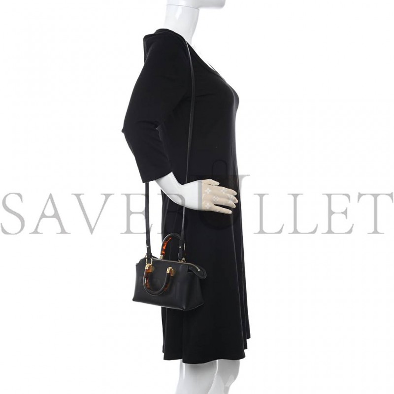 FENDI VITELLO KING PLEXIGLASS LOGO EMBOSSED MINI BY THE WAY TOP HANDLE BOSTON BAG BLACK (18*10*9cm) FENDI VITELLO KING PLEXIGLASS LOGO EMBOSSED MINI BY THE WAY TOP HANDLE BOSTON BAG BLACK (18*10*9cm)