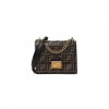 FENDI VITELLO LIBERTY BI-COLOR FF 1974 EMBOSSED SMALL KAN U SHOULDER BAG MAYA BLACK (19*15*8cm)